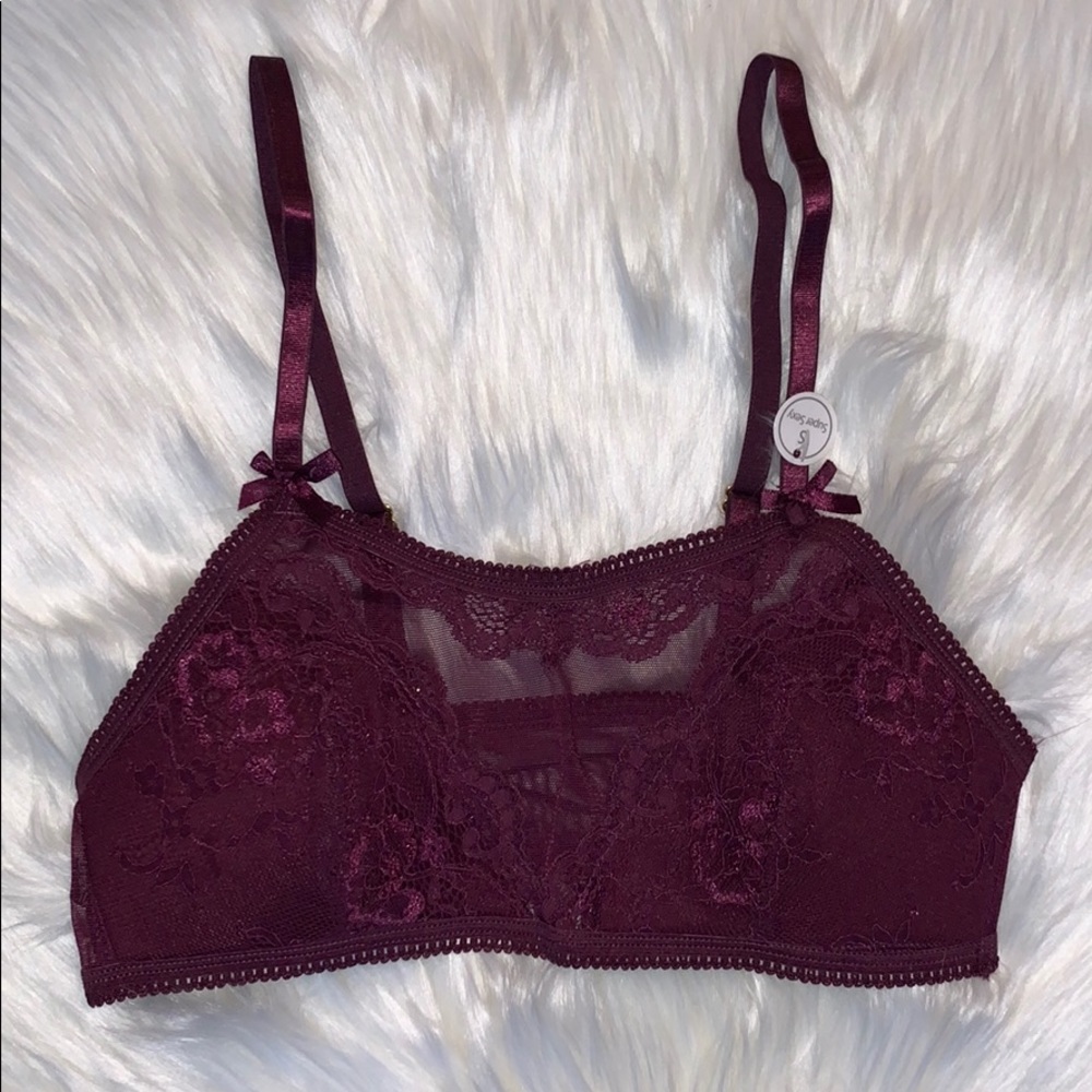 Burgundy lace bra